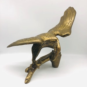 Vintage Solid Brass Eagle Sculpture: Mid-Century Americana Decor