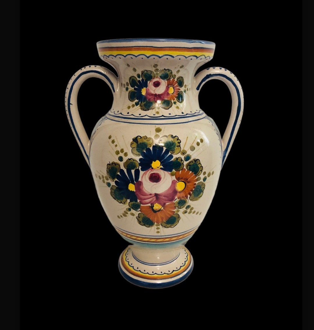 Italian Pottery Vase Vintage Fima Deruta Pottery Double Etsy