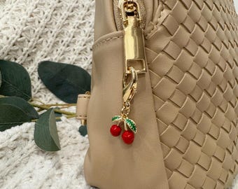Cherry Bag Charm, Cute Fruit Purse Charm, Cherry Lover, Cherry Purse Charm, Gift For Her, Handbag Accessory, Teacher Gift