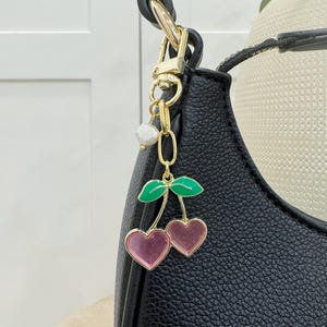 Cherry Keychain, Cherry Lover, Charm Keychain, Holder Multiple Charm, Keychain, Gift for her, Purse Charms, Cherry Purse Charm