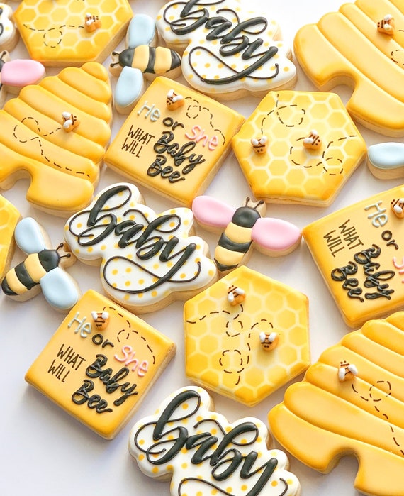 What Will Baby Bee Gender Reveal 18 Sugar Cookies Etsy What Will Baby Bee Gender Reveal 18 Sugar Cookies Etsy
