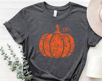 Floral Pumpkin Shirt, Halloween Pumpkin Shirt, Pumpkin T-shirts, Halloween Shirt, Fall shirt, Woman Fall Shirt, Pumpkin Shirt, Autumn Shirt