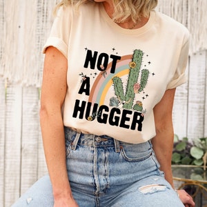 Not a Hugger T-Shirt, Rainbow Plant Lover Gift, Cactus Lover Tee, Gardening Lover Shirt, Aesthetic Plant Tee,Plant Mama,Botanical Retro Boho