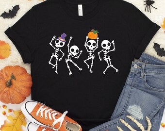 Dancing Skeletons Halloween Shirt, Skeletons Dancing Shirt, Halloween Skeleton Shirt,Skeleton Dance,Funny Halloween Shirt Women Kids Toddler