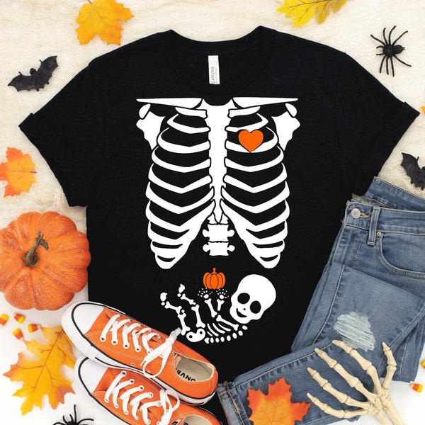 Skeleton Maternity Halloween Shirt, Pregnant Skeleton Shirt, Halloween Pregnancy Shirt, Halloween Maternity Shirt, Skeleton Pregnancy Outfit