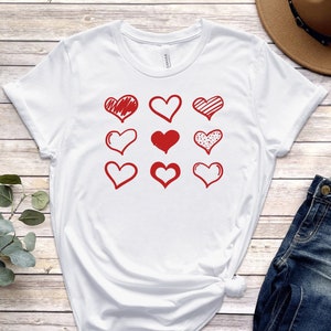 Cute Valentines T-Shirts, Valentines Day Tshirts Women, Heart Doodles Shirts, Valentine Toddler Tee,Kid's Valentine,Baby Valentines,Teachers