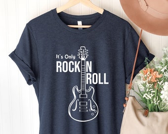 Rock & Roll T-Shirt, Rock n Roll Shirt, Music Lover Tee, Guitar Shirt, Women Rock and Roll, Unisex Shirts, Vintage Style Rock and Roll Tee