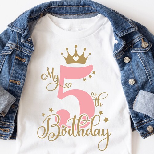 5th Birthday Shirt Girl Birthday Tshirt Five Year Old Etsy