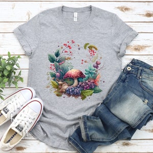 Mushroom Shirts, Magical Mushroom T Shirt, Retro Mushroom, Mushroom Floral Tee, Aesthetic Mushroom with Flowers, Goblincore Lovers Gift for