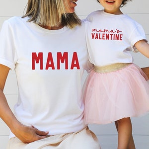 Mama Mama&#39;s Valentine Matching T-Shirt, Valentines Day Mama Tshirt, Mom and Baby T-Shirt,Mommy and Me Shirt,Valentine&#39;s Day Gift for New Mom