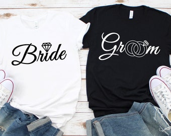 Bride and Groom Shirt, Bride T Shirt, Groom Shirt, Couple Matching, Honeymoon Shirts, Wedding Shirt,Bachelorette Party Shirt,Engagement Gift