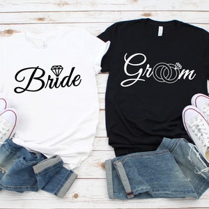 Bride and Groom Shirt, Bride T Shirt, Groom Shirt, Couple Matching, Honeymoon Shirts, Wedding Shirt,Bachelorette Party Shirt,Engagement Gift