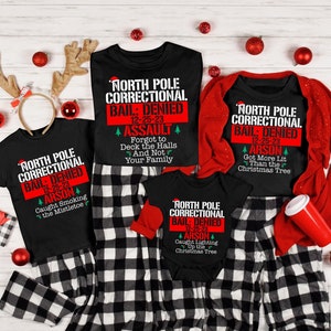 Christmas North Pole Correctional T-Shirt; Funny Group Matching Outfit,Holiday Family Clothes,Christmas Mom Dad Kids Matching Party Tee