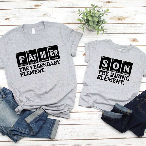 Father and Son Matching Shirts, Dad and Baby Tshirts, Father The Legendary Element, Son The Rising Element,Daddy and Me Outfits,New Dad Gift