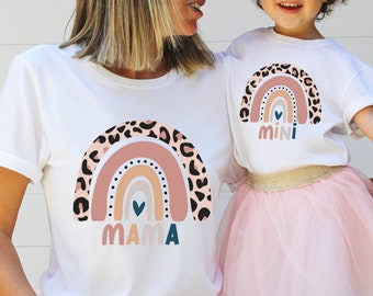 Rainbow Mama Mini Matching Shirt, Mothe's Day Gift, Leopard Mama Tshirt, Mom Baby Shirt, Mommy Me, Family Matching Tee, New Mom,Mom Daughter