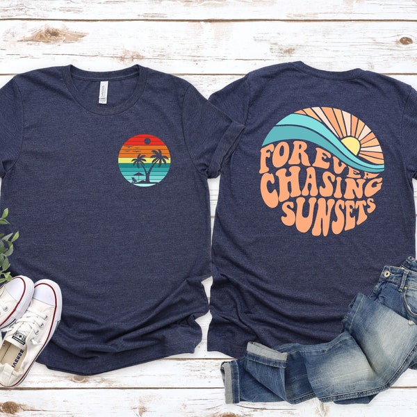 Forever Chasing Sunsets T-shirt, Summer 2024 T-shirts, Retro Vintage Summer T-shirt, Summer Lover T-shirt,Beach T-shirt,Family Vacation Gift