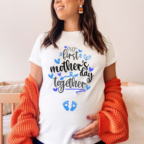 Baby Boy Pregnant T-Shirt, Mother's Day Pregnancy T-shirt,Our First Mother's Day Maternity T-shirt, Boy Mama To Be,Baby Announcement,New Mom