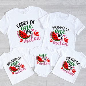 One In A Melon Birthday Girl Shirt, Watermelon Birthday Family Matching, First Birthday Tee, 1st Birthday Watermelon Party,Personalized Bday