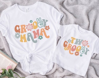 2nd Birthday Shirt Girl, Two Groovy, Groovy Mama, Retro Mommy and Me Shirts, Second Birthday Party, Boho Mom and Baby,Gift for Birthday Girl
