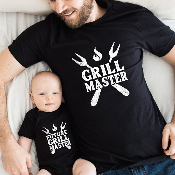 Dad and Baby Matching Shirts, Grill Master,Future Grill Master,Funny Matching T Shirts,Father Son Daughter,Daddy and Me Outfits,Gift for Dad