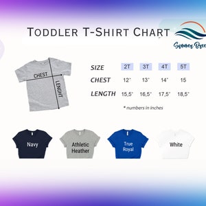 a t - shirt size chart for a toddler t - shirt