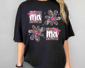Floral Mama Coquette T-shirt, Mama Flower T-shirt, Preppy Mama T-shirt, Mama Floral T-shirt,Retro Mama T-shirt,Mothers Day Gift,Gift For Mom