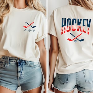 Personalized Hockey Player Name T-shirt, Custom Hockey Player T-shirt,,Hockey Player Gifts,School Hockey T-shirts,Sports Man Woman T-shirts