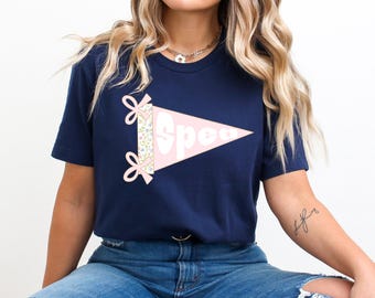 Custom T-shirt, Teacher T-shirt, Grand Millennial T-shirt,Custom Pink Floral Pennant Back to School T-shirt,Personalized Teach T-shirt, SLP