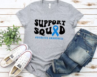 Support Squad Diabetes Awareness Tshirt, Women Diabetes T-Shirt, Diabetes Support Family Tee, Type 1 Diabetes,Diabetes Month,Diabetics Shirt