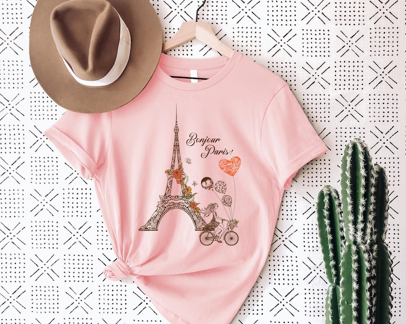 Bonjour Paris T-shirt,Eiffel Tower T-shirt,Travel To Franse T-shirt,Paris Trip T-shirt,Music Teacher Shirt,Music Teacher Gift,Travel T-shirt image 2