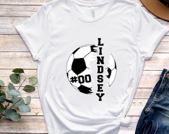 Custom Name and Number Soccer T-shirt, Custom Soccer Lover T-shirt,Personalized Soccer T-shirt,Customized Soccer Outfit,Custom Soccer Player