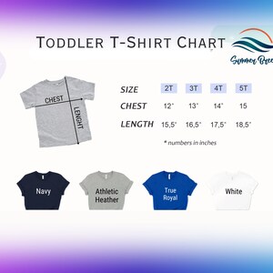 a t - shirt size chart for a toddler t - shirt