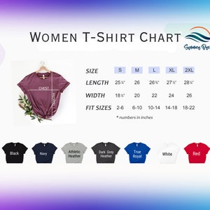 a women's t - shirt with measurements and measurements