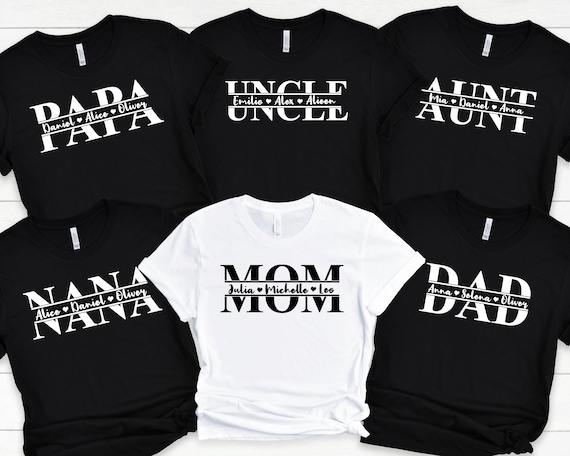 Personalized Family Matching Shirts, Custom Mom Shirt With Kids Names,Customized Family Tshirts Mom Dad Nana Papa Uncle Aunt,Gift for Family