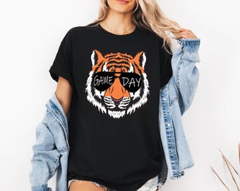 Camiseta de mascota de los Tigres del día del juego, camiseta de mamá futbolera, camiseta de mascota del día del juego, camiseta retro de tigre, camiseta del equipo de tigres, regalos del día del juego de los Tigres