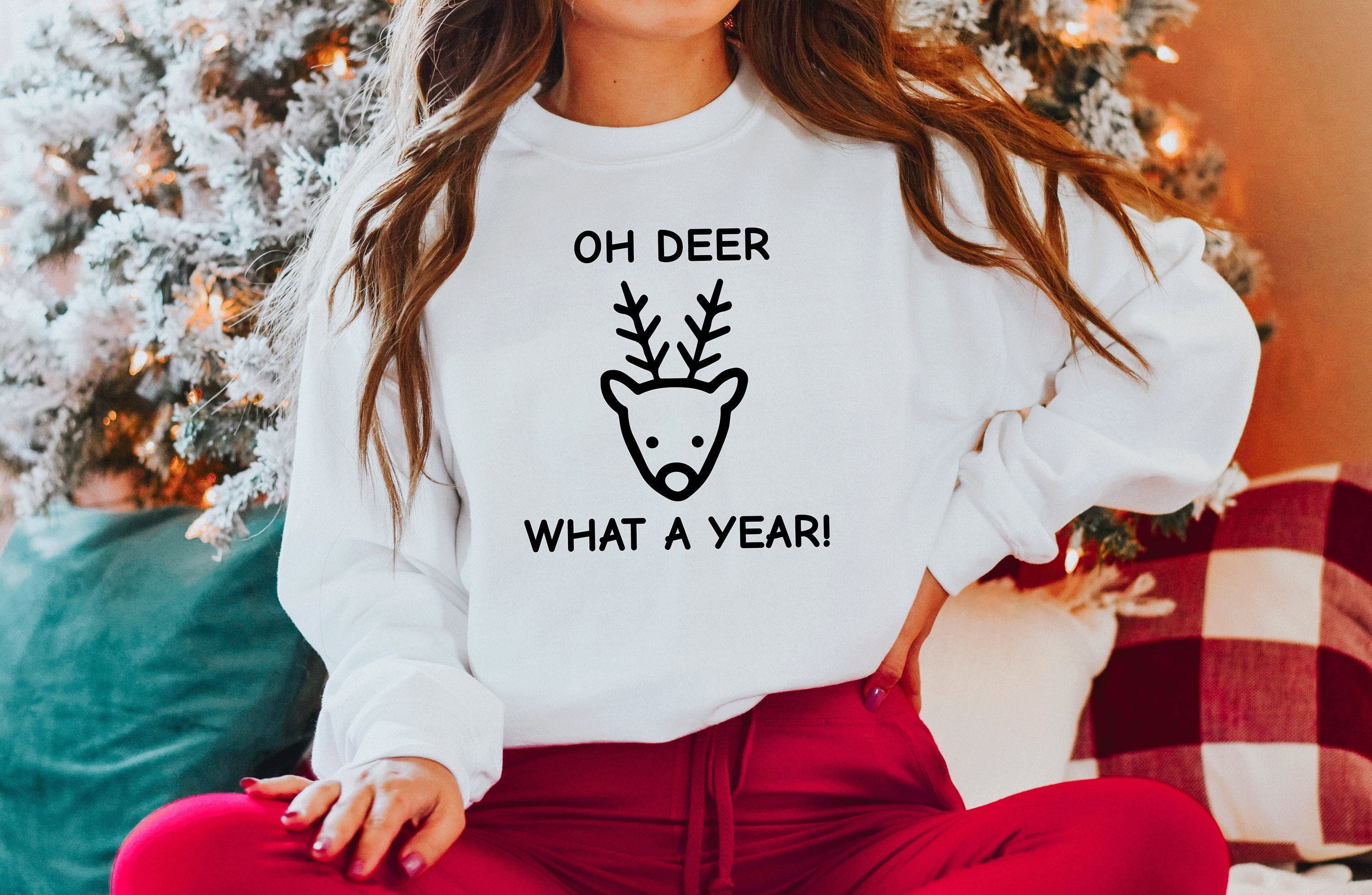 Oh Deer It S Christmas 2022 Oh Deer What A Year Christmas 2022 Sweatshirt Christmas | Etsy