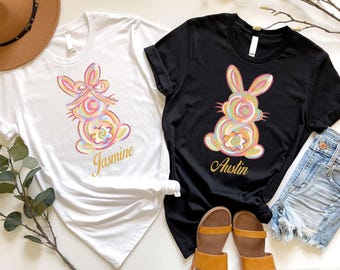 Happy Easter Custom Matching T-shirt,Personalized Bunny Toddler T-Shirt,Easter Family Matching T-shirt,Kids Toddler Easter,Easter Couple Tee
