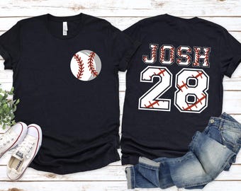 Personalized Baseball T-shirt, Custom Baseball Name and Number T-shirt, Custom Baseball Gifts, Game Day T-shirt, Baseball Player T-shirt