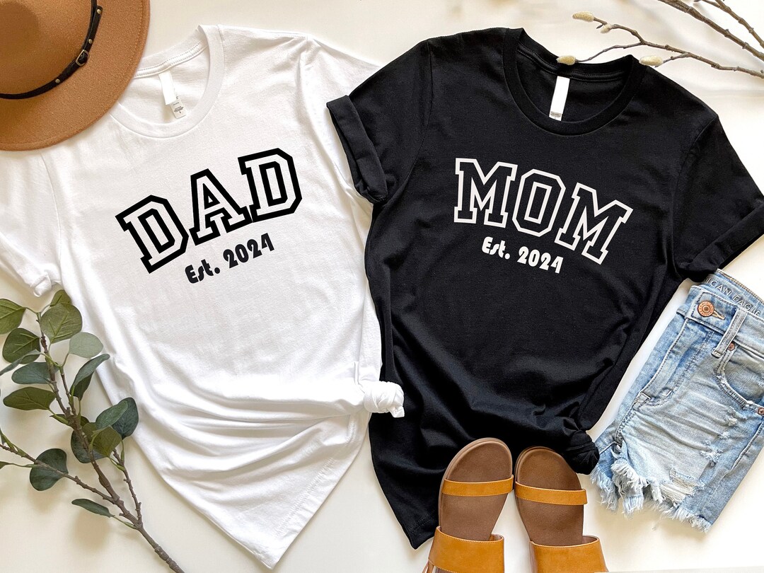 Dad Mom Family Matching T-shirts, Custom Mom Dad T-shirt, Personalized ...