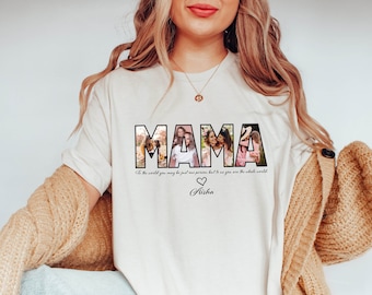 Custom Mama Photo T-shirt, Personalized Mama T-shirt, Personalized Gift for Mom,Mother's Day Crewneck,Custom Mother's Day Gift, Grandma Gift