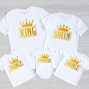 King Queen Prince Princess Family Matching T-Shirts, Royal Family Shirts, Mommy and Me Shirts, Daddy and Me Shirt, Personalized Family Shirt
