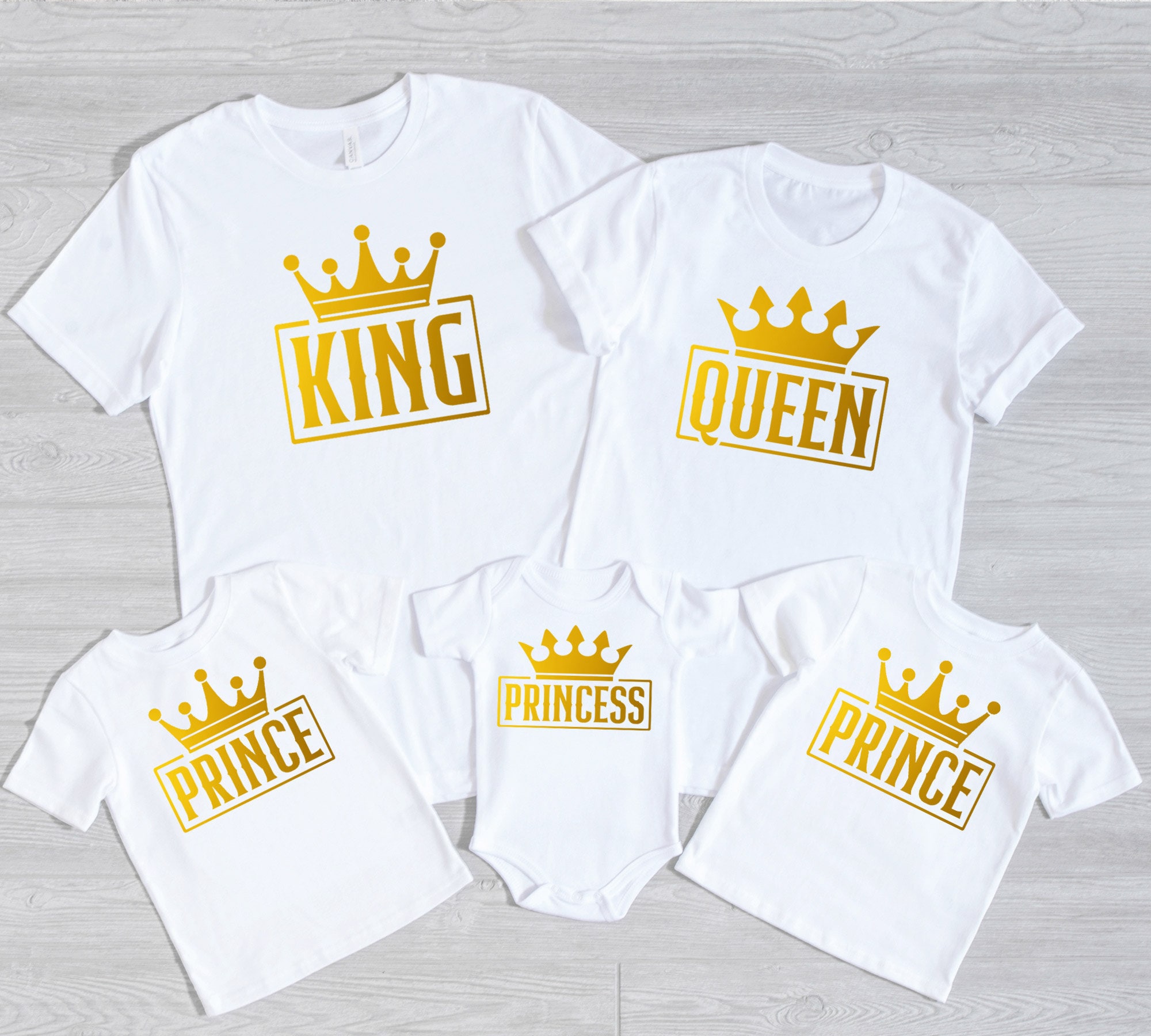 King Queen Prince Princess Family Matching T-shirts, Royal Family 