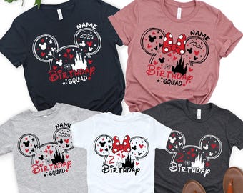 Custom Birthday Squad T-shirt,Custom Birthday Family Matching,Name Birthday T-shirt, Custom Disneyland T-shirt, Disneyworld Family T-shirts