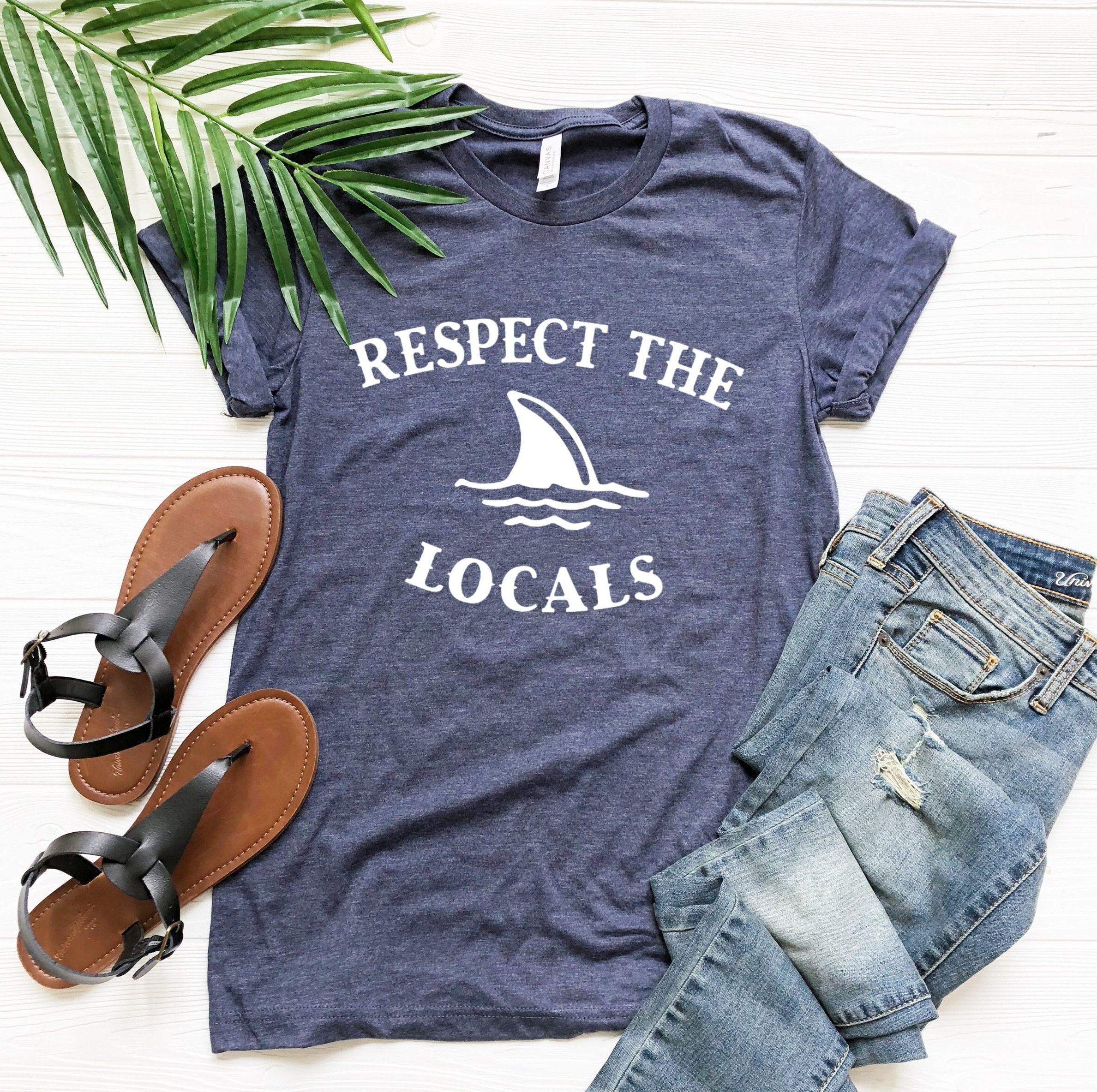 Respect Local T-Shirt, Save Shark Shirt, Respect Ocean Tee, Shark Lover Gift, Surf Beach Tee, Aesthetic Summer, Oversized Vacation VSCO Girl