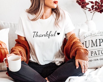 Thankful T-Shirt, Hello Thanksgiving Tee, Women Thankful Shirt, Gift for Her Thanksgiving, Thankful Lover Tee