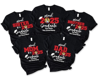 Custom Senior Photo T-shirt,Personalized Graduation T-shirt,Custom Proud Family of a 2026 Graduation T-shirt,Class of 2026 Family Graduation