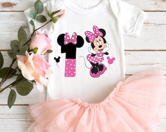 Custom Birthday Girl T-shirts,Minnie Birthday Age T-shirt, Minnie Number Birthday T-shirt,Custom Minnie T-shirt,Birthday Girl Party T-shirt