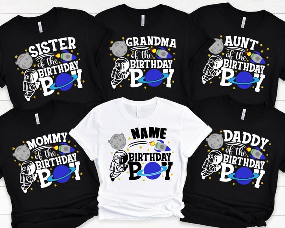 Astronaut Birthday Party Shirts, Space Birthday Matching