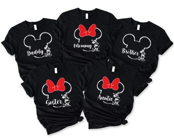Custom Name Disney Family Matching T-shirt,Personalized Disney Mickey and Minnie Vacation T-shirt,Disneyland Trip Family T-shirt,Disney Tees