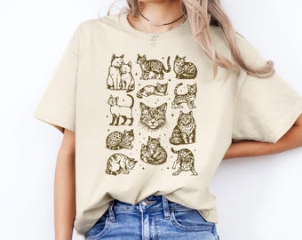 Vintage 90s Cat T-Shirt, Y2K Retro Kitten T-shirt,Cute Cat Lover Gift,Aesthetic Nature Graphic Tee, Fall T-shirt,Retro Animal Lover Apparel